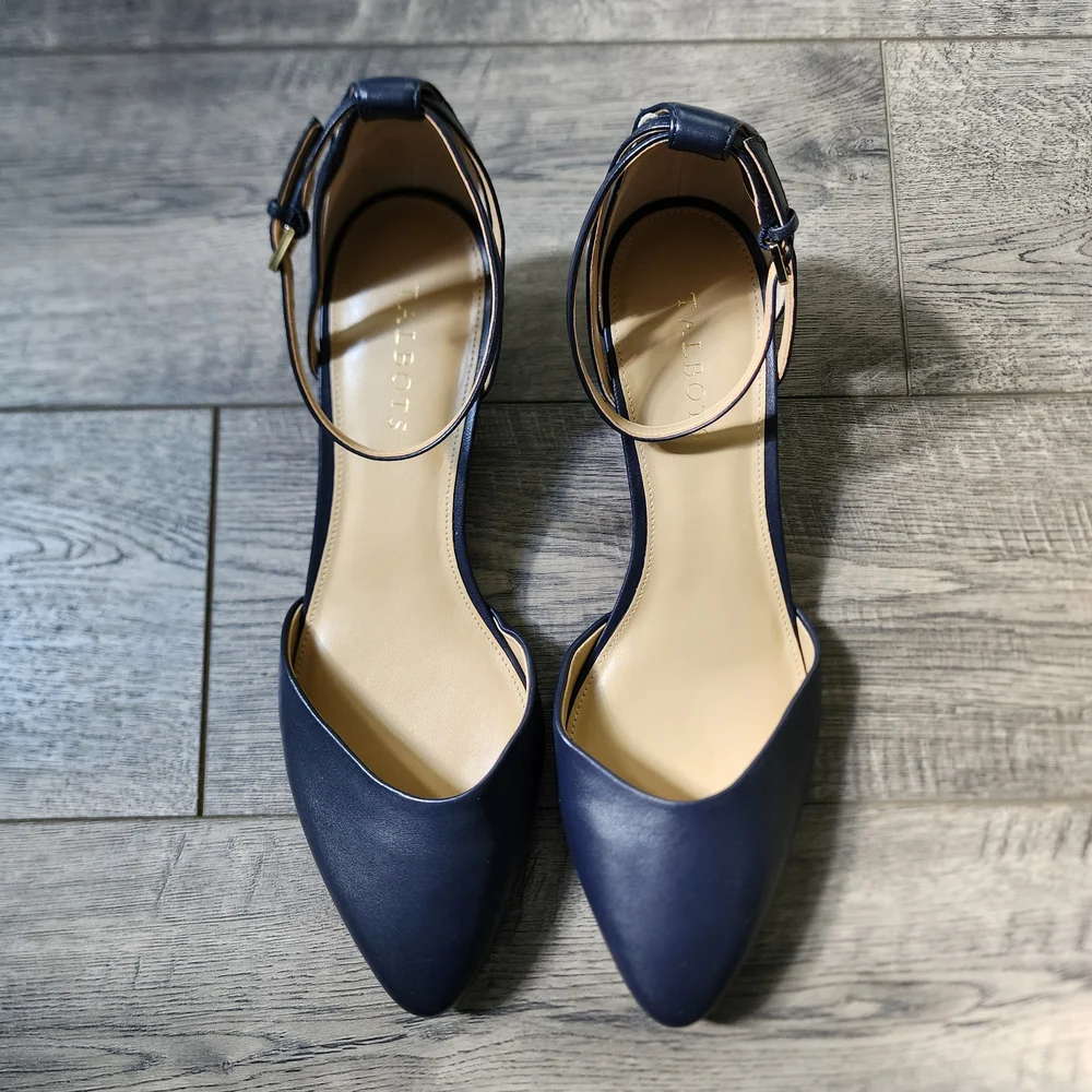 Talbots Women's Laney D'Orsay Navy Soft Nappa Wedge Almond Toe, Size 11M - Picture 11 of 11